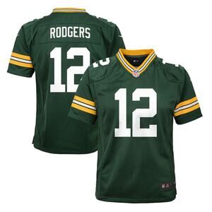 NFL On Field Aaron Rodgers #12 Green Bay Packers Football Jersey Youth Sz Medium